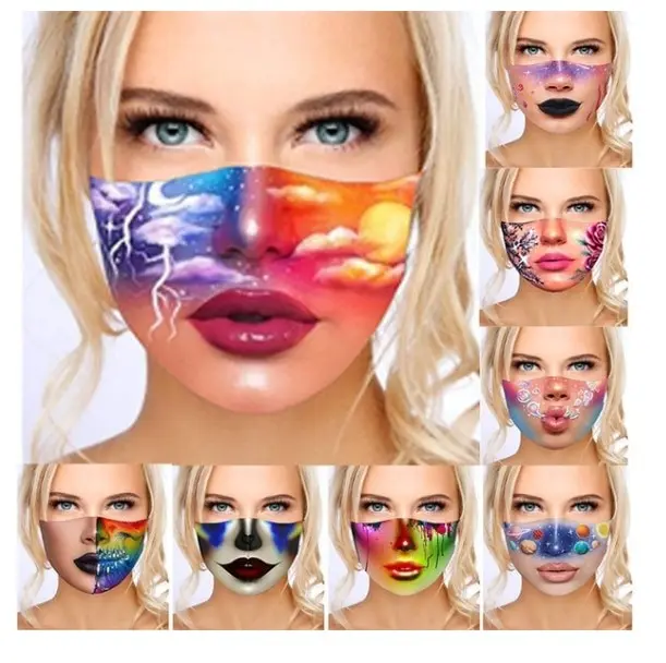 

Festival Facial Decoration Face Cover Reusable Anti-Fog Dust-Proof 3D Printing Funny Face Cover Outdoor Face Protective