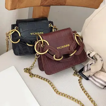 

Women PU Leather Solid Color Mini Shoulder Bags Fashion Chain Small Handbags For Leisure Daily Crossbody Bags