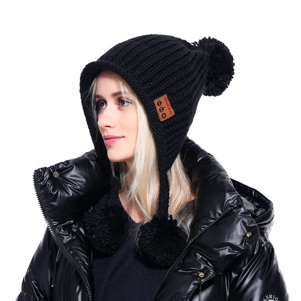 

Woman Bluetooth Hat Wireless Music Hat Warm Soft Winter Outdoor knitted beanie
