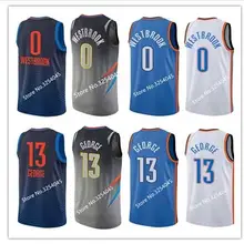 Новинка#13 Пол Джордж#0 Рассел Уэстбрук рубашка с вышивкой прошитая Размер США S-XXL