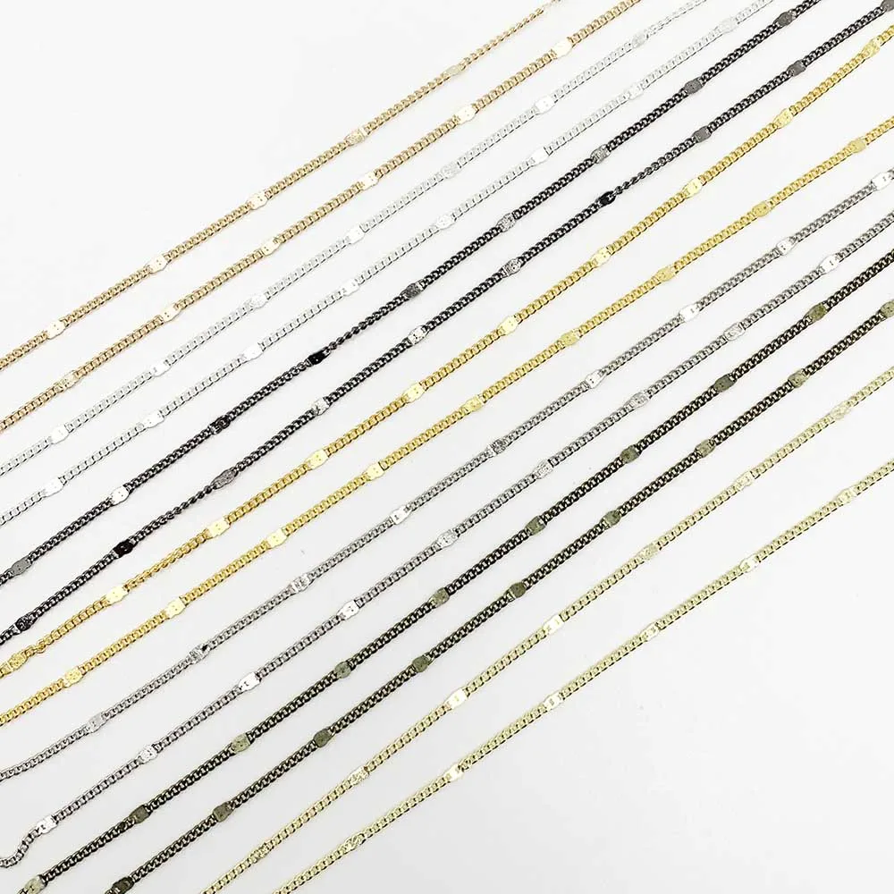 

5m 10m/lot Rhodium Gunmetal Plated Necklace Chains Brass Bulk Link Chains For DIY Jewelry Making Materials Wholesale Findings
