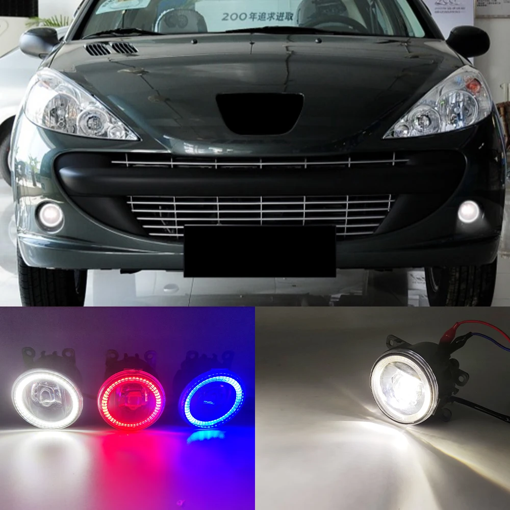 2 Functions For Peugeot 207 2009 - 2012 2013 Auto LED DRL Daytime Running  Light Car Angel Eyes Fog Lamp Foglight