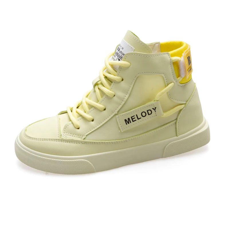 

White High Top Sneakers Women Casual Shoes Women Fashion Vulcanize Shoes Autumn Lace-Up Flat Trainers Fashion Zapatillas Mujer