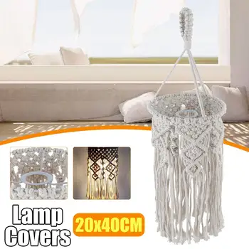 

Bohemian Handmade Woven Lampshade Macrame Wall Hanging Lamp Room Coffee Restaurant Decoration Tapestry Lampshade