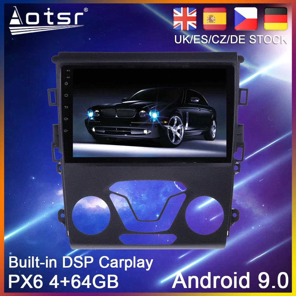 Автомобильный DVD плеер PX6 Android 10 0 64 ГБ GPS навигация для Ford Mondeo 5 2014 2019 автомобильное