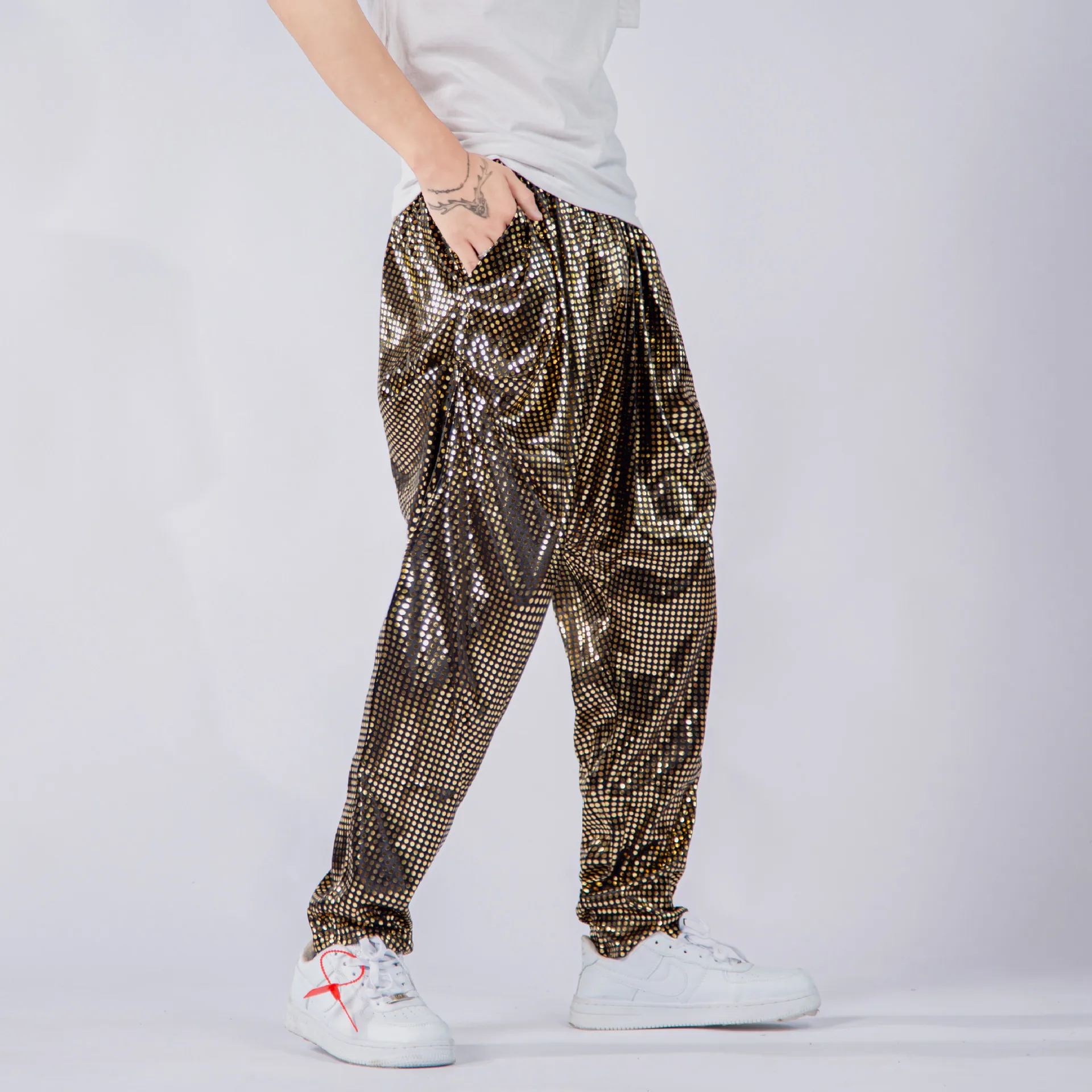 Night Club Metallic Harem Pants Hip Hop 