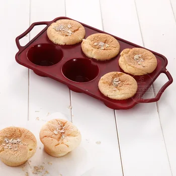 

Edible Silicon Cake Mold 6-Piece round Muffin Cup High Temperature Oven Mousse Cake Dessert Pudding Baking Tool