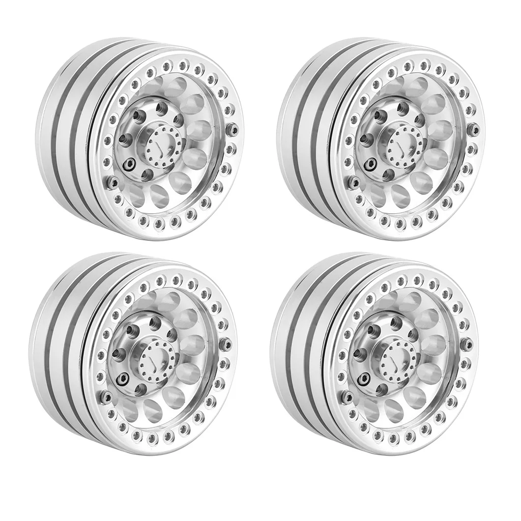 Jantes de 1.9 pouces pour 1/10 RC Crawler Axial SCX10 SCX10 II 90046 Traxxas TRX4 D90, 4 pièces, argent
