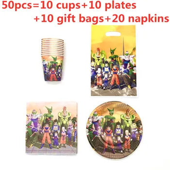 

80/50 pcs Dragon Ball Theme Kids Boys Favor Birthday Party Paper Disposable Cup+Plate+Napkin+Gift Bag Decoration Party Supplies