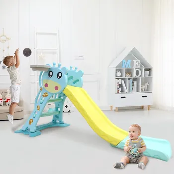 

2 in 1 Baby Slides And Swing Chair Basketball Story Home Kids Playground Plastic Slides Set Toy Indoor Family Kindergarten