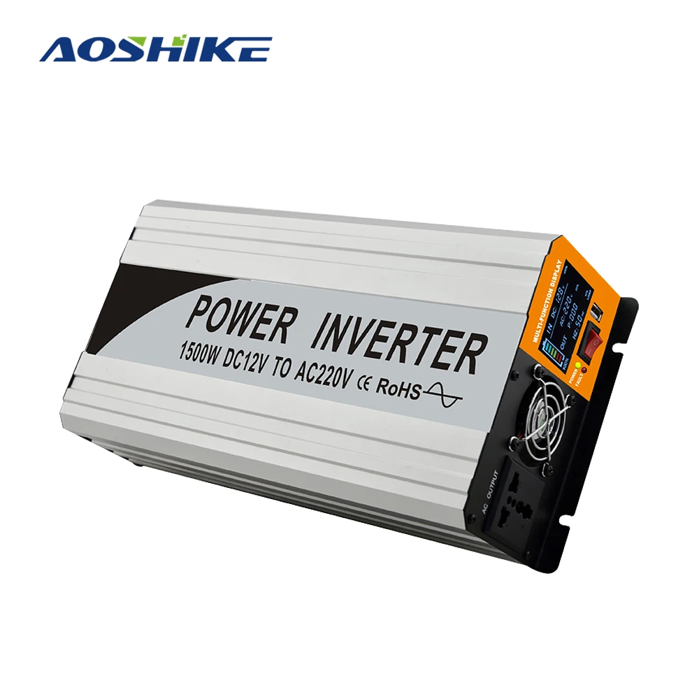 AOSHIKE Чистая синусоида Инвертор DC 12v/24v к AC 110V/220V пик 3000W трансформатор напряжения Преобразователь мощности