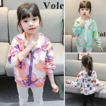 

Baby girls coat 2-9 years old children's outdoor jacket hooded trench Cartoon online celebrity outwear 3 colors baby clothes