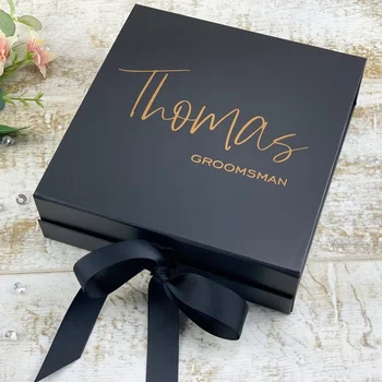 

Custom Bridesmaid Propsal Gift Box Personalized Wedding Gift Bridal Party Will you be my Bridesmaid Thank you Fold Box Ribbon