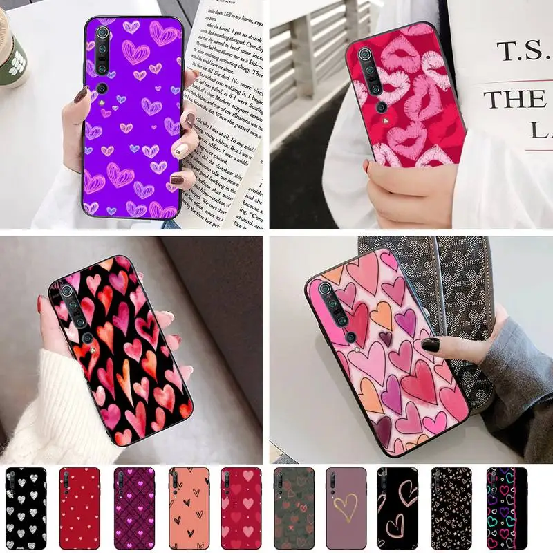 Colorful Love Heart Soft Black Phone Case For Redmi 7 7A S2 8 8Lite 10 10Lite 5Plus Note9 9Pro 9Promax | Мобильные телефоны и