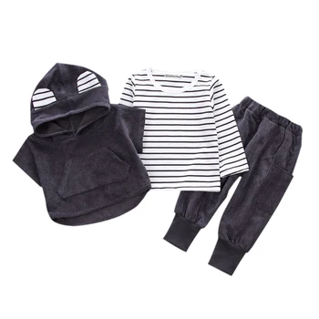 

Children Clothing Sets Autumn Corduroy Boys Clothes Hoodies Cotton Baby Sweatshirts T-shirt Pants Three Pieces Kids Sport Suits