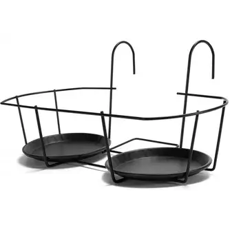 

2 In 1 Hanging Railing Planter Black Iron Flower Pot Holder Plant Holder For Indoor Outdoor Balcony Patio Use