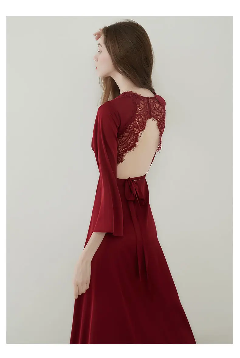 QWEEK Satin Fancy Nightgown Silk Fairy Dress Women Embroidery Lace Sleepwear Vintage Nightie Long Dressing Gown Bride Wedding