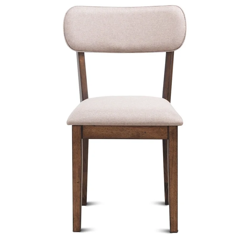 

High Quality Oak Set of 2 Armless Fabric Upholstered Dining Side Chairs Elegant Superior Linen Surface White Chair HW60157