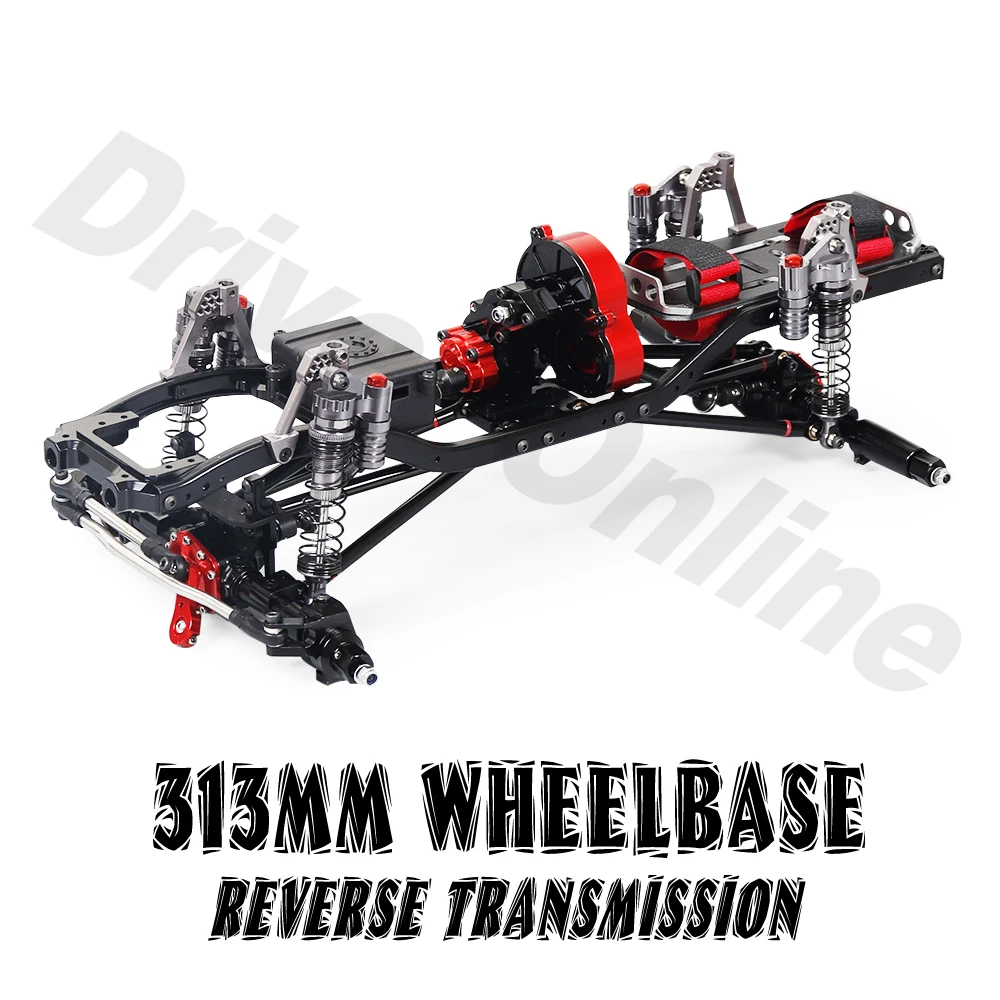 New 1:10 RC Rock Crawler All Metal Chassis Builders Kit 313mm 12.3" Wheelbase with Reverse Transmission Metal Axle