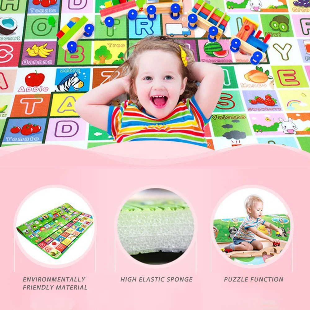 Baby Play Mat 0.5cm Thick Foldable Crawling Mat Double Surface Baby Carpet Rug Cartoon Game Playmat Developing Mat for Children