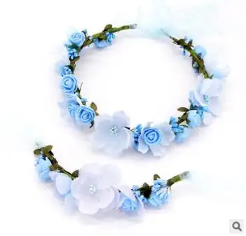 24 компл./лот 2 шт./компл. DIY мульти искусственный цветок повязка на голову отцовство костюм браслет Инструменты для укладки волос аксессуары для волос HA762 - Цвет: 4