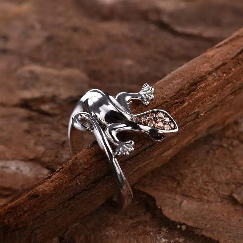 OMHXZJ,, JE38, Модный женский подарок для вечеринки, дня рождения, свадьбы, 925 пробы ящерицы, серебряное ожерелье+ серьги+ кольцо, ювелирный набор