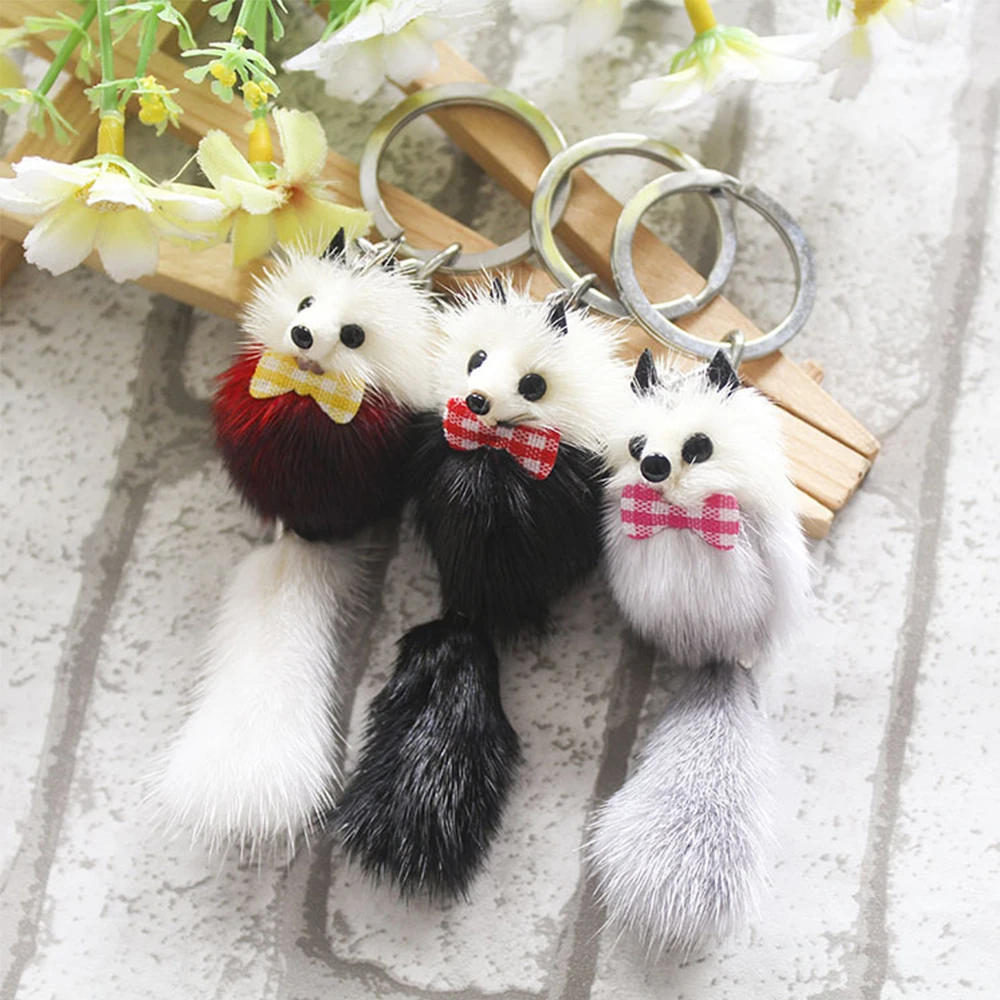 2020 очаровательные пушистые брелки для ключей с бантом подвеска из натурального
