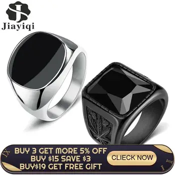 

Fashion Male Ring Titanium Steel Punk Men Waterproof Jewelry Black Zircon Square Finger Band Ring Wedding Christmas Party Gift