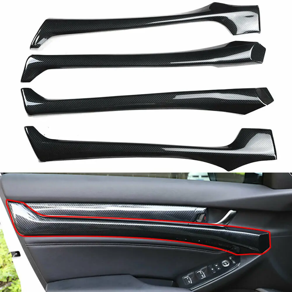 Carbon Fiber Car Inner Door Panel Cover Trim Strip Decoration For Honda Accord 2018 Interior