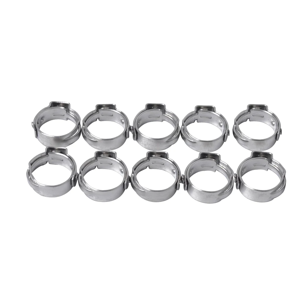 10 Pieces Air Hydraulic Hose Stainless Steel Single Ear Clamps 7.8mm-9.5mm