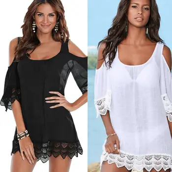 

2019 New Sexy Women Lace Crochet Bathing Suit Bikini Swimwear Cover Up Tassel Summer Beach Wear Dress Kimono Ladies Beachwear