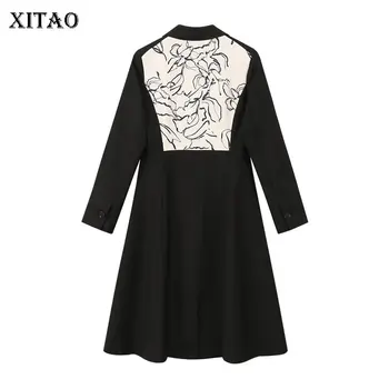 

XITAO Patchwork Print Pattern Blazer Women 2020 Autumn Casual Fashion Style Temperament All Match Notched Collar Blazer ZP3115