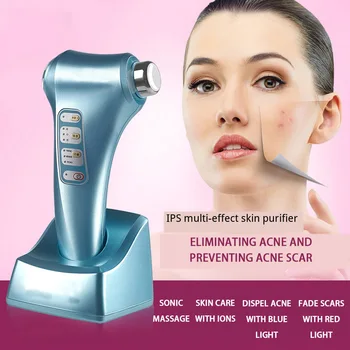 

Photon Rejuvenation Machine Ultrasonic Red Blue Light Beauty Device Multifunction Acne Remover Vibration Skin Care Face Massager