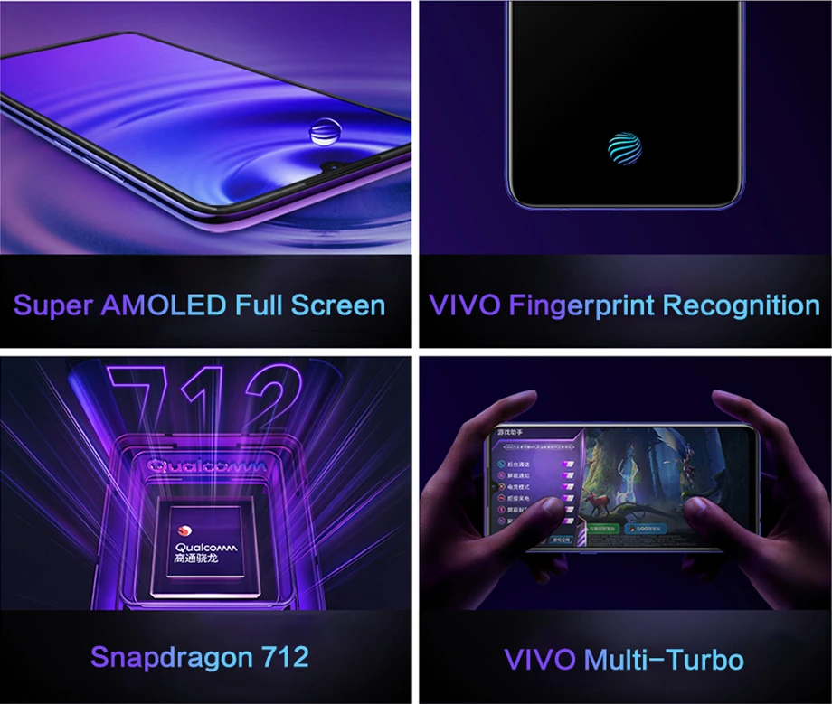 Vivo Z5 SuperAmoled экран мобильный телефон Snapdragon 712 Android 9 48MPTriple камера 4500 мАч батарея экран FringerPrint