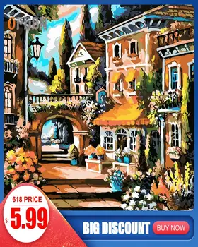 

OPDBN Wall Art Canvas Painting by Number Posters Handpainted Oil Painting Picture for Living Room Home Decor No Frame