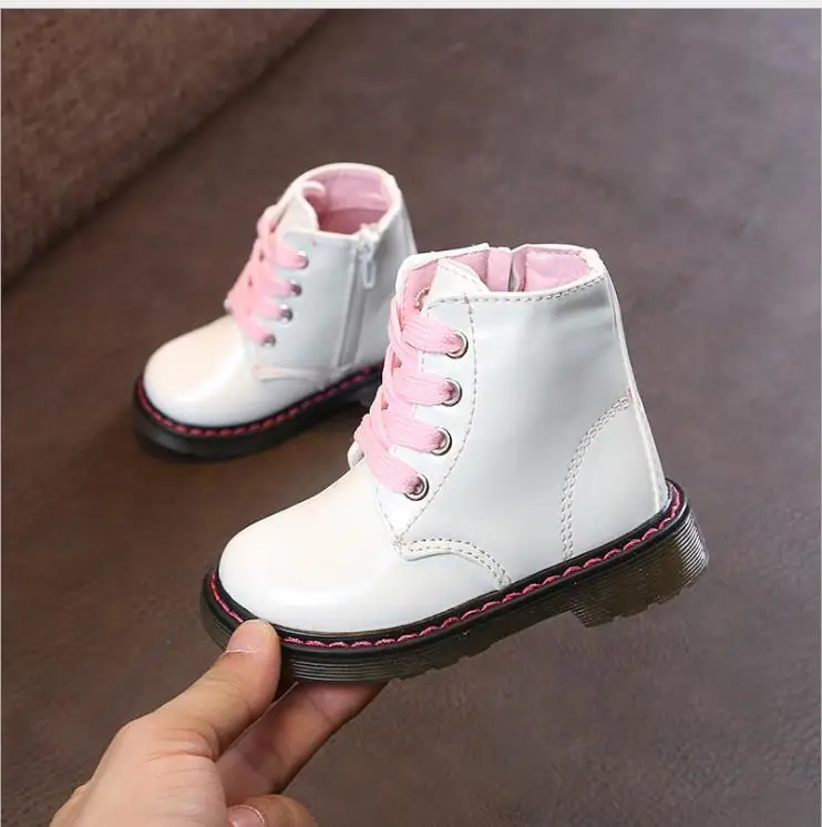 as pictures Girls Leather Boots Boys Shoes Spring Autumn PU Leather Waterpoof Children Boots Fashion Toddler Kids Boots Warm Winter Boots - Цвет: as pictures