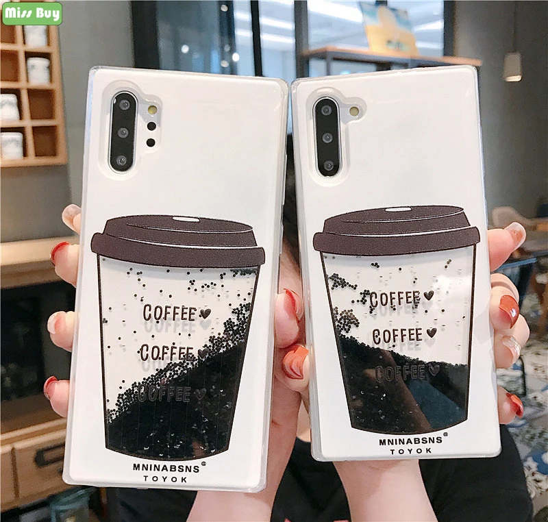 

Liquid Quicksand Coffee Cup Pattern For Samsung Galaxy Note 10 Plus Phone Cover For Samsung Note 10 Pro Soft Edge Case Cover