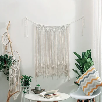 

Macrame Woven Wall Hanging Boho Chic Bohemian Room Geometric Tapestry Art Beautiful Apartment Dorm Room Decor 42.1"x29.5"