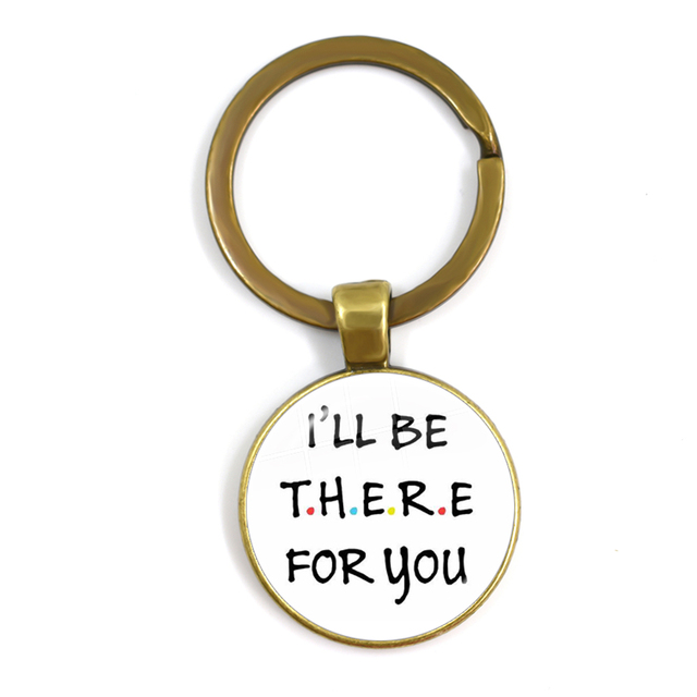 Friends TV Show Pendant Keychain Character Cartoon Fun Pattern 25mm Glass Cabochon Key Ring Keyholder Good Friend Gift