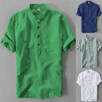 

Luxury Mens Casual Stylish Linen Loose Short Sleeve Casual T-Shirts Tops