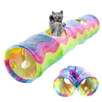 

Pet Cat Tunnel Products New Sound Paper Rainbow Cat Tunnel Scratch Resistant Foldable Cat Tunnel Exercising Hiding Training