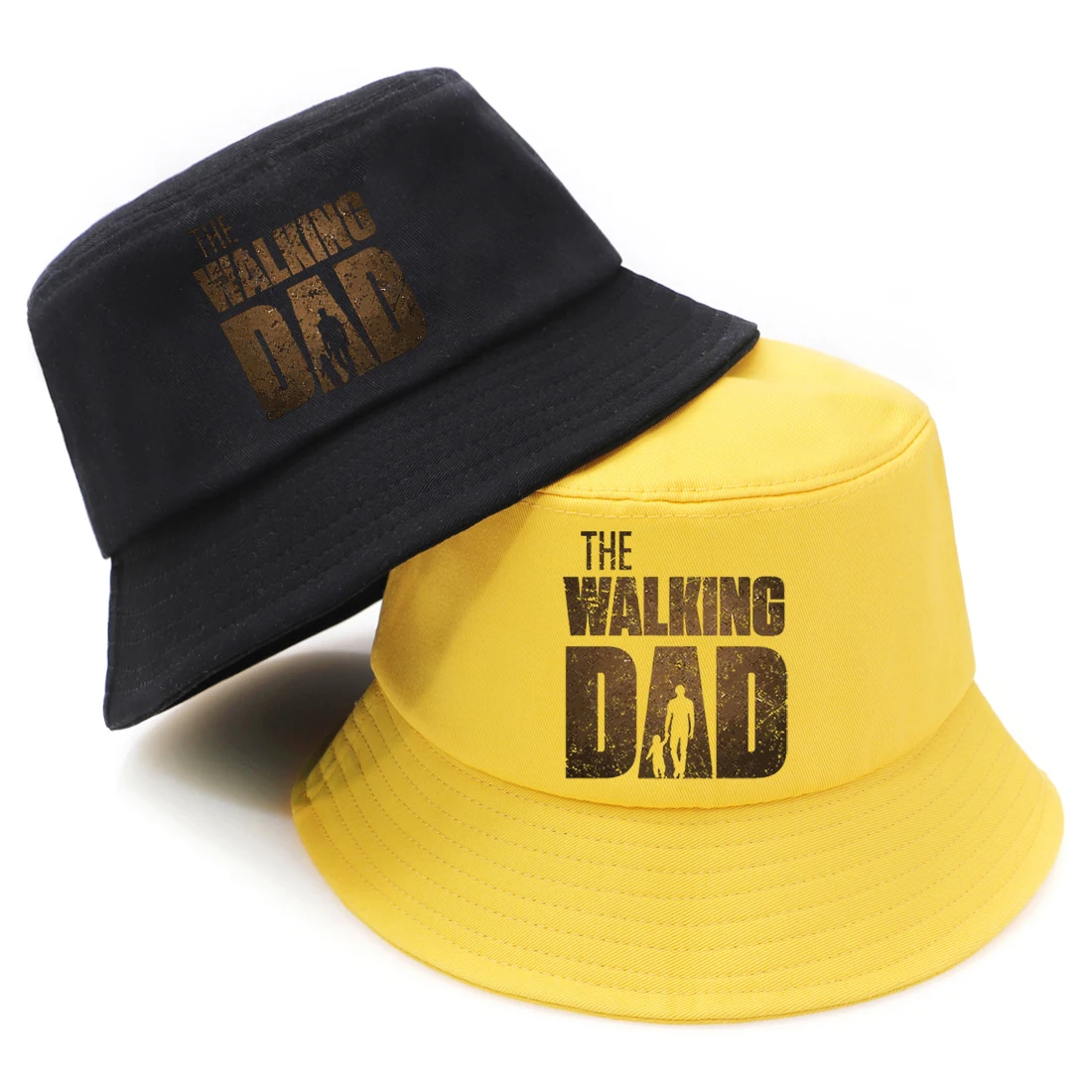 The Walking Dad Print Fisherman Hat Summer Causal Foldable Bucket Hat Woman Man Fisherman Hats Outdoor Cap Panama Bucket Hat