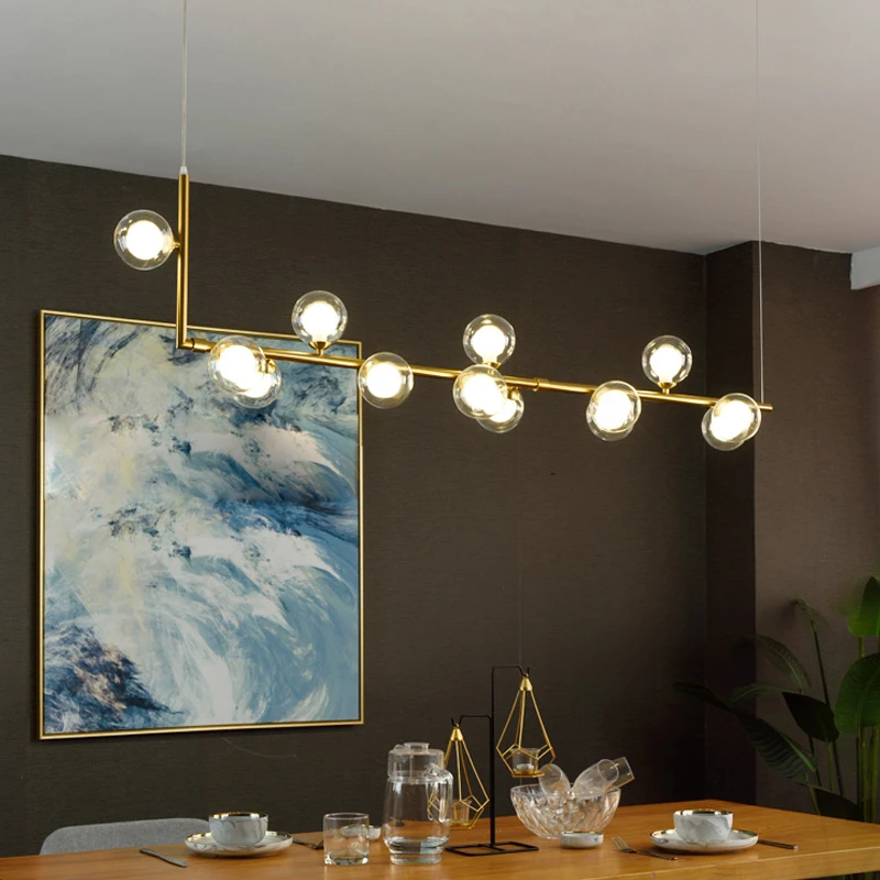 Nordic Modern Chandelier Pendant Lamp For Living Room Simple Glass Black Restaurant Decor Suspension Hanging Light Fixture