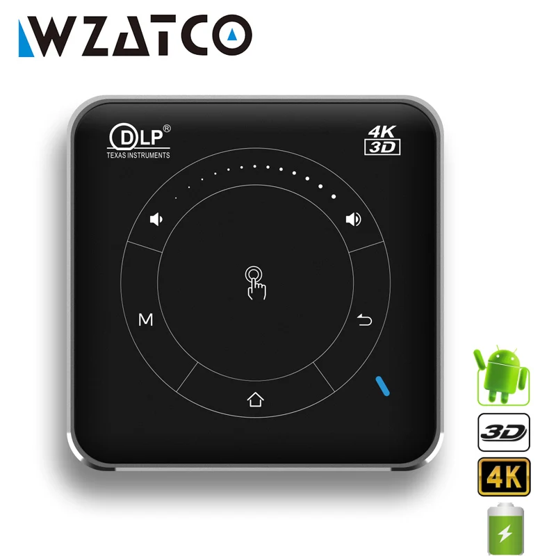 

WZATCO P11 Pocket Mini DLP 3D Projector HD Android 9.0 For Full 1080P MAX 4K WIFI Mobile Beamer LED Smart Home Theater Projector
