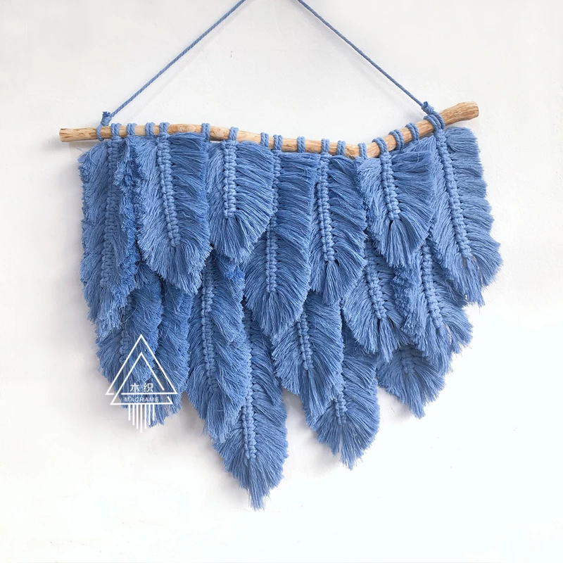 

Ins Macrame Handmade Fringed Feather Tapestry Boho Wall Hanging Tapestry Home Decoration Accept Customization Mexican Party