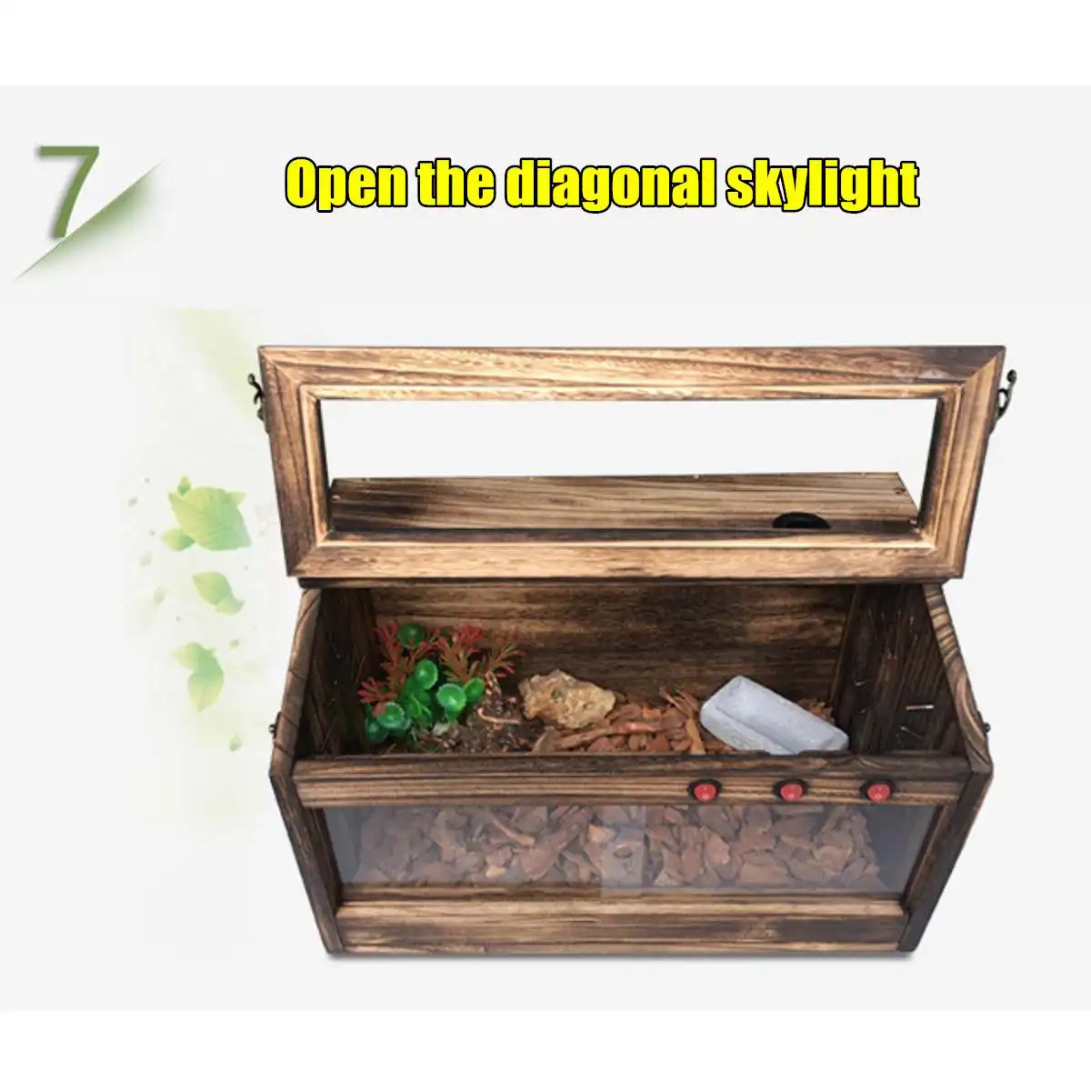 

Pet Reptiles Wooden Terrarium Window Enclosure Cage Lizard Snake Tortoise Tank Lock Vent Pet Reptiles Supplies Tools Container