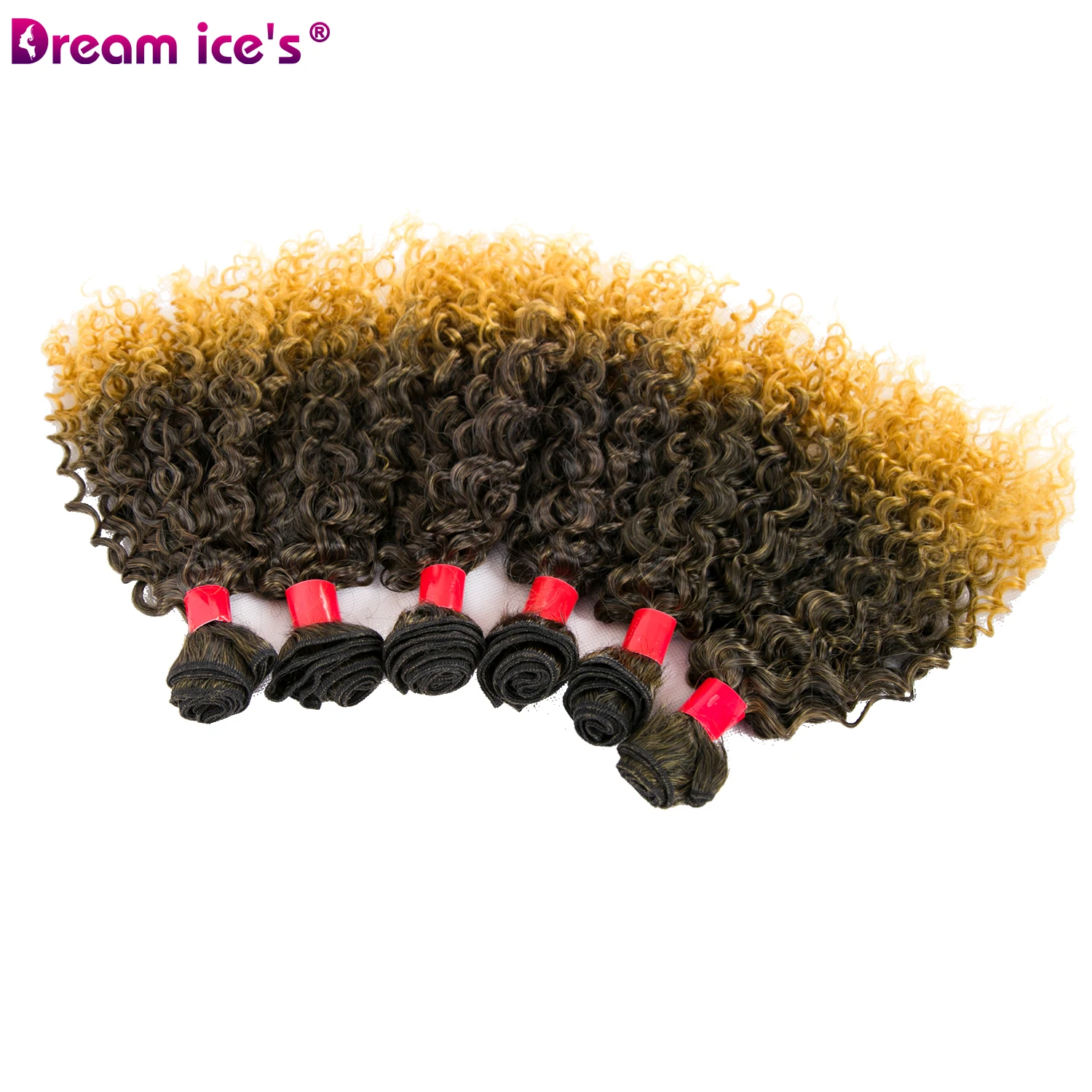 Афро высокая температура синтетического волокна Пряжка для волос эффектом деграде(переход от темного к волнистые кудрявый вьющиеся страсть наращивание волос