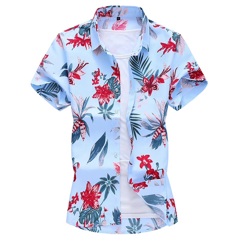 

Chinese style exquisite flower 3d print fashion short sleeve shirt Summer quality cotton soft comfortable luxury men shirt M-7XL
