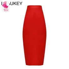 Rayon Red Split 2016 New Fashion Knitted   Bandage Sexy Women's Open Fork Midi Body Con High Waist Skirt