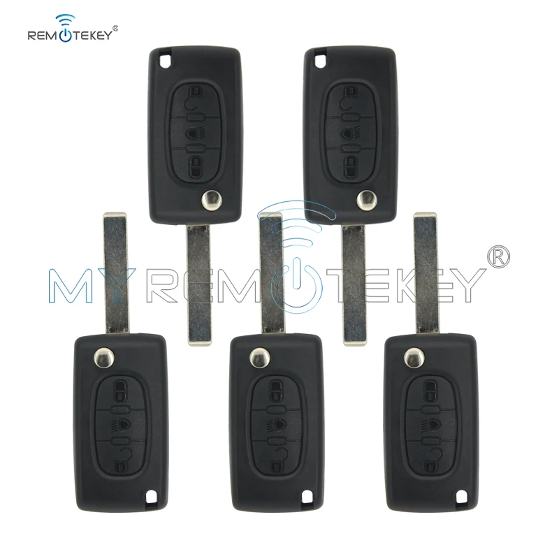 Remtekey 5pcs CE0536 3 button with light button HU83 key blade 434mhz for Citroen Peugeot Folding remote key remtekey